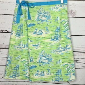 CWD Kids Girls 10 Green Blue Skirt Wrap Bow Tie Ocean Tropical Nautical Beach I2